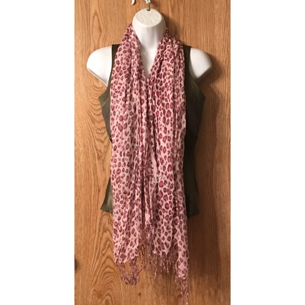Scarf or Shawl Animal Print Pink Cream and Brown